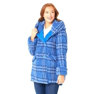 Centigrade Plaid Sherpa Jacket with Button Closure